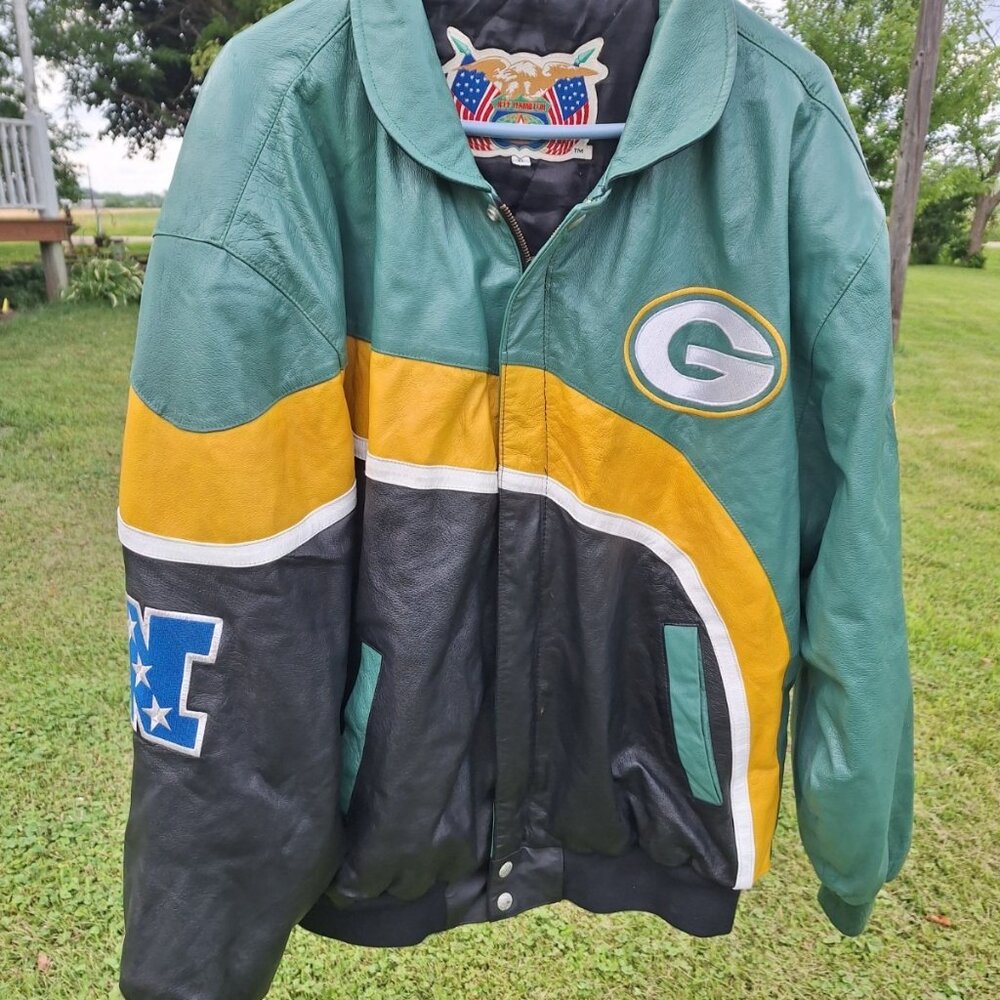 Vintage RARE Jeff Hamilton NFL Green Bay Packers All Leather Jacket Size XL